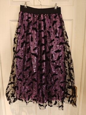 Brand New Gothic Core Halloween Glitter Bats Skirt